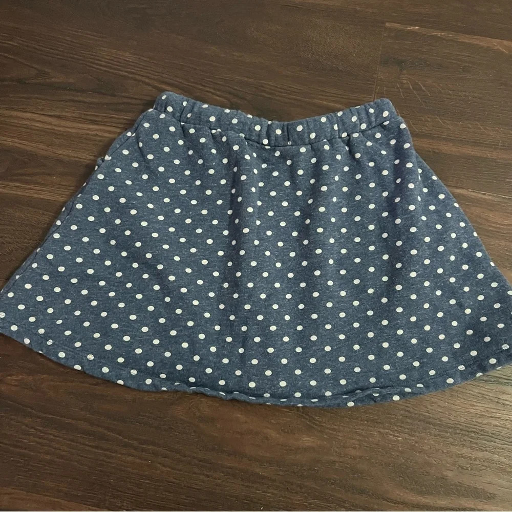 Mini Boden Skirt Girls Size 11-12 Years Blue White Polka Dot Fleece Lined - Picture 5 of 6